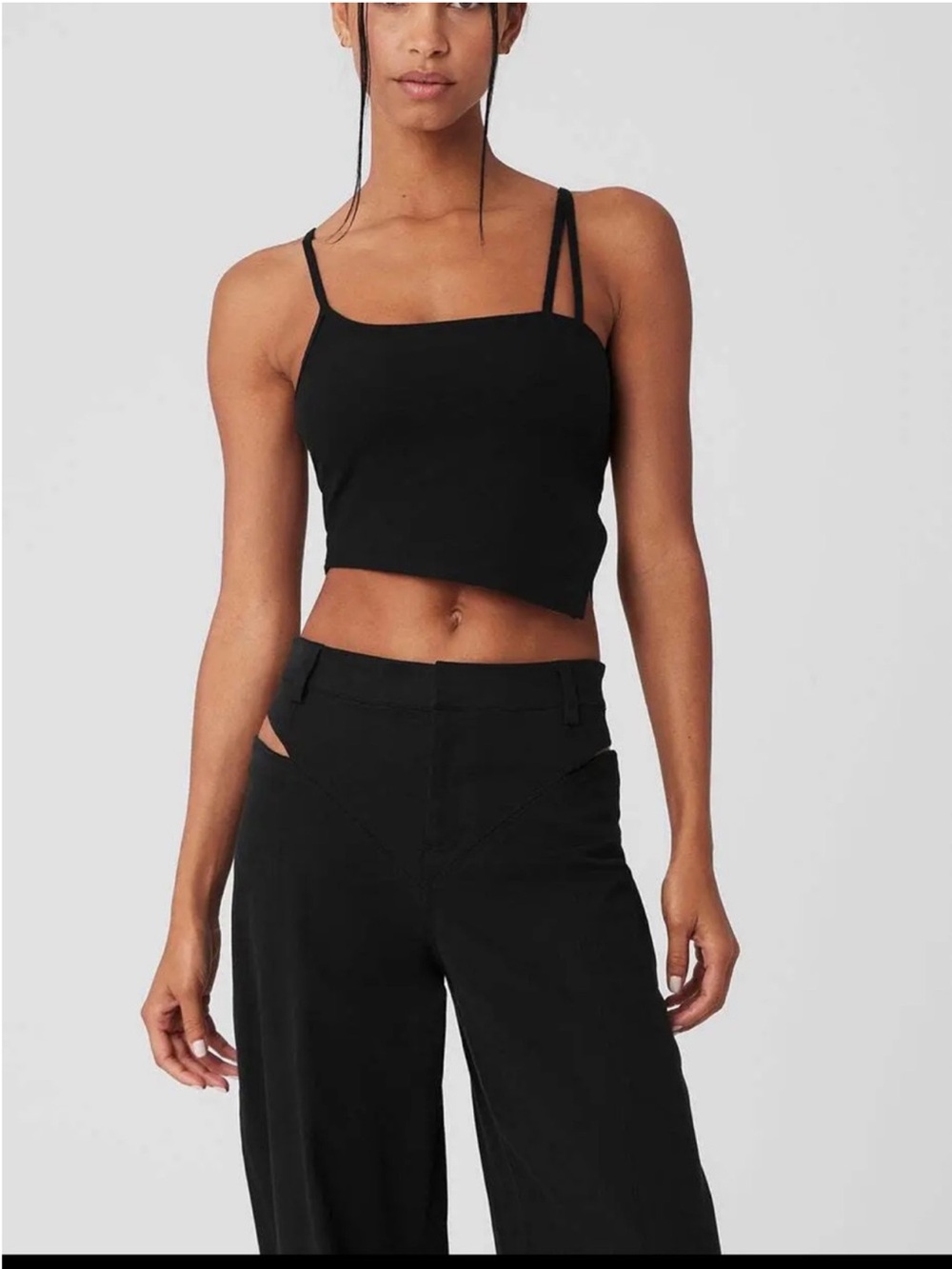 Alo Yoga Alosoft All Night Asymmetrical Tank Top Camisole Black Sz S 4-6 W9715R